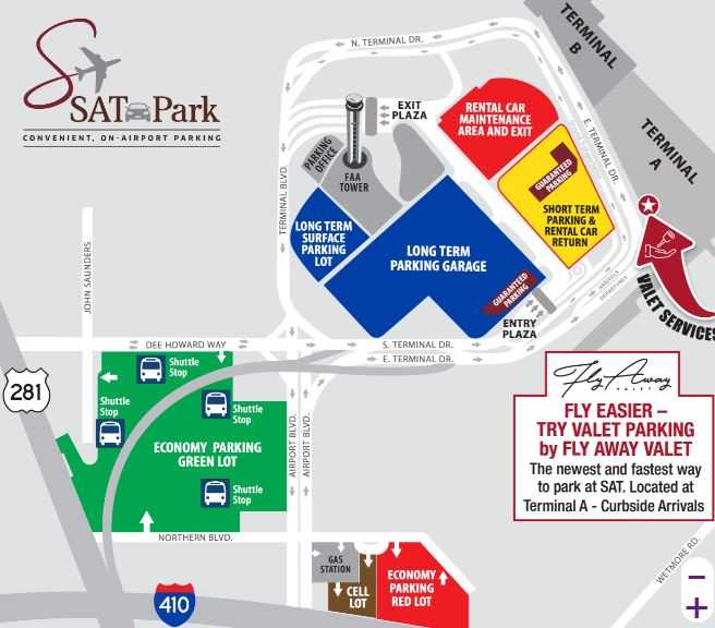 San Antonio Airport Parking Map